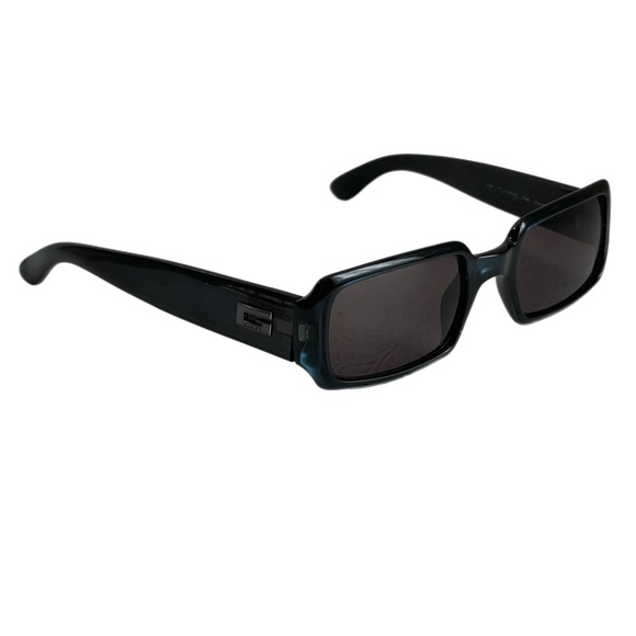 Vintage GUCCI GG 1176S Black Teal Rectangular Sunglasses 1998 Italy 7YB Plastic - Picture 1 of 15